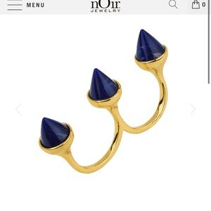 NOIR‎ Jewelry Gold Tone Triple Spike Lapis Ring Size 6 Statement Ring